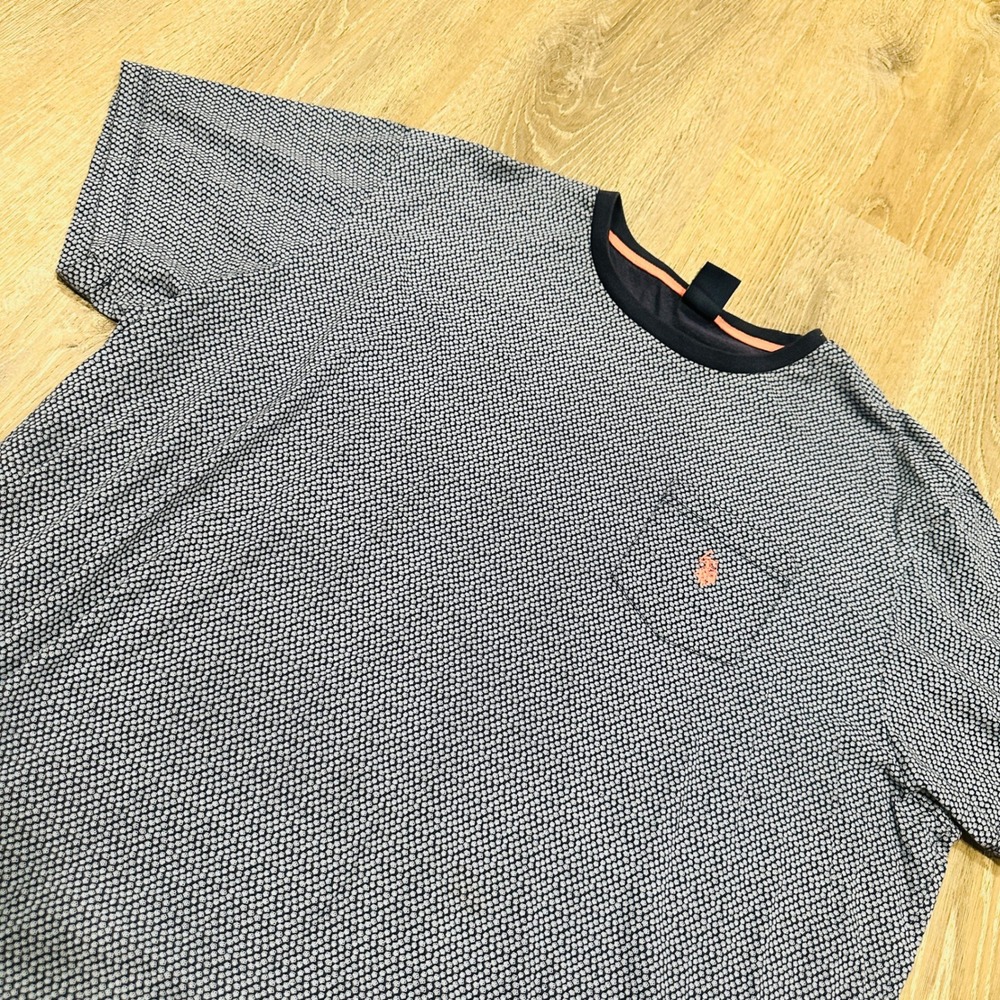 US Polo Assn Mens XXL Navy Blue Geometric Micro‎ Print Pocket T-Shirt 11A77404